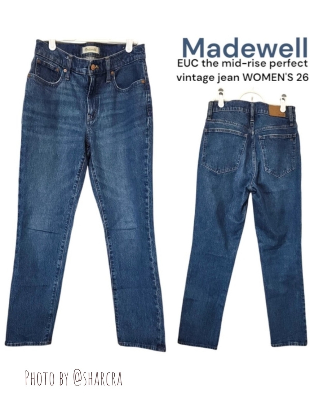 Madewell Women's the mid-rise perfect vintage jeans dark Straight Leg Denim 26